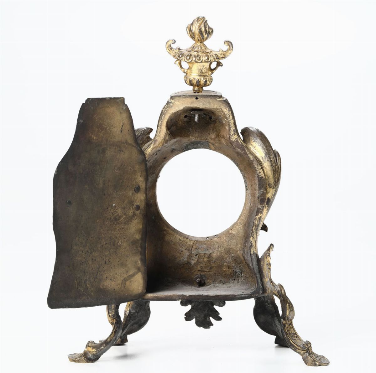 Cassa di Pendola da Tavolo in Bronzo Dorato e Cesellato, XIX Secolo