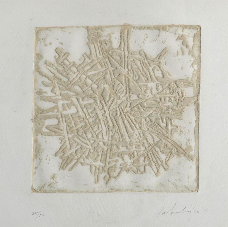 Giulio Paolini (1940) Pianta di Milano, 1956  - Asta Rari e curiosi oggetti da una collezione romana | Asta a Tempo - Cambi Casa d'Aste