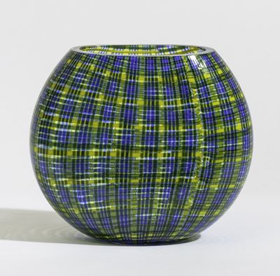 Alessandro Diaz de Santillana, Vaso Scozzesi Venini, vetro soffiato policromo, Murano (1989 ca.)