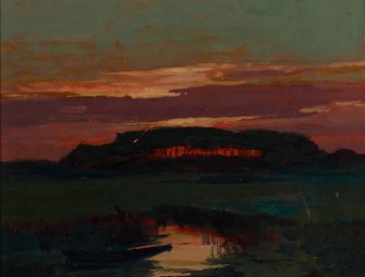 Renato Natali (livorno 1883-1979)paesaggio Notturno