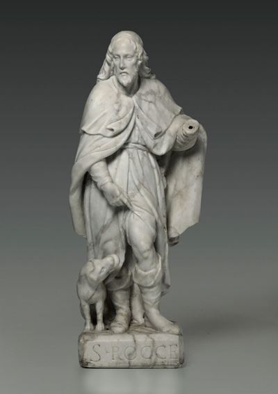 San Rocco. Marmo Bianco. Arte Barocca Dell’italia o Francia del XVII-XVIII Secolo