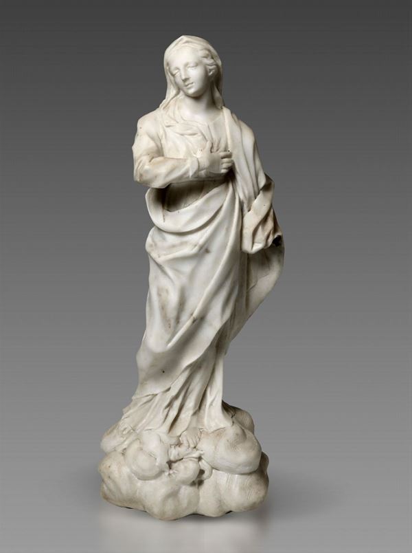 Madonna Immacolata. Marmo bianco. Scuola genovese del XVIII-XIX secolo