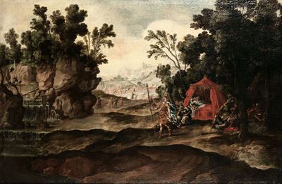 Scuola del XVII Secolo Accampamento Militare