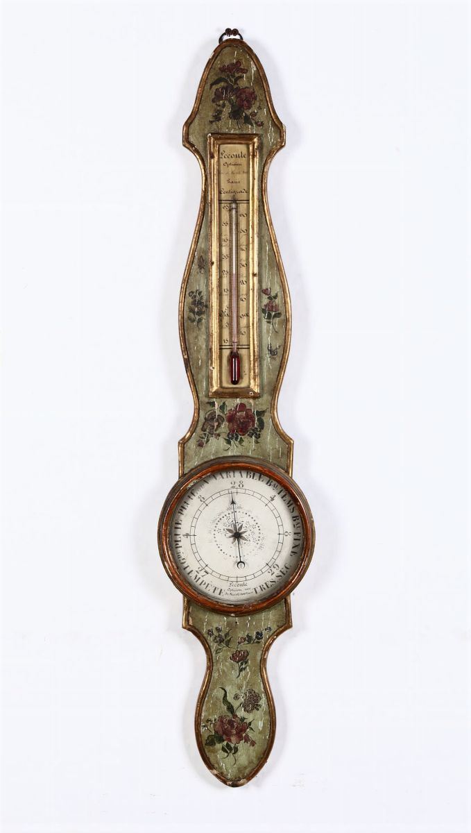 Barometro in legno dipinto, Francia XIX secolo  - Auction Antiques III - Timed Auction - Cambi Casa d'Aste