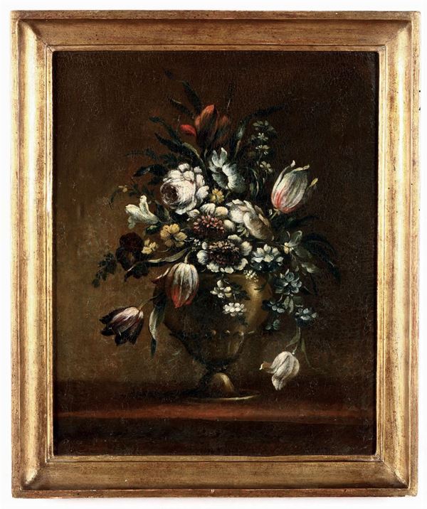 Scuola italiana del XVIII secolo Nature morte con vasi di fiori