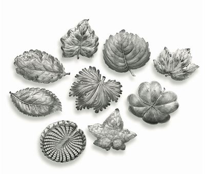 Gruppo di Nove Ciotole in Argento a Foggia di Foglia. Maison Gianmaria Buccellati. Italia XX-XXI ...