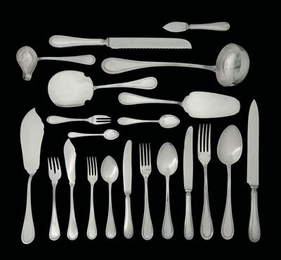 Servizio di Posate in Argento da Dodici. Argenteria Italiana del XX Secolo. Argentiere Cesa, Ales...