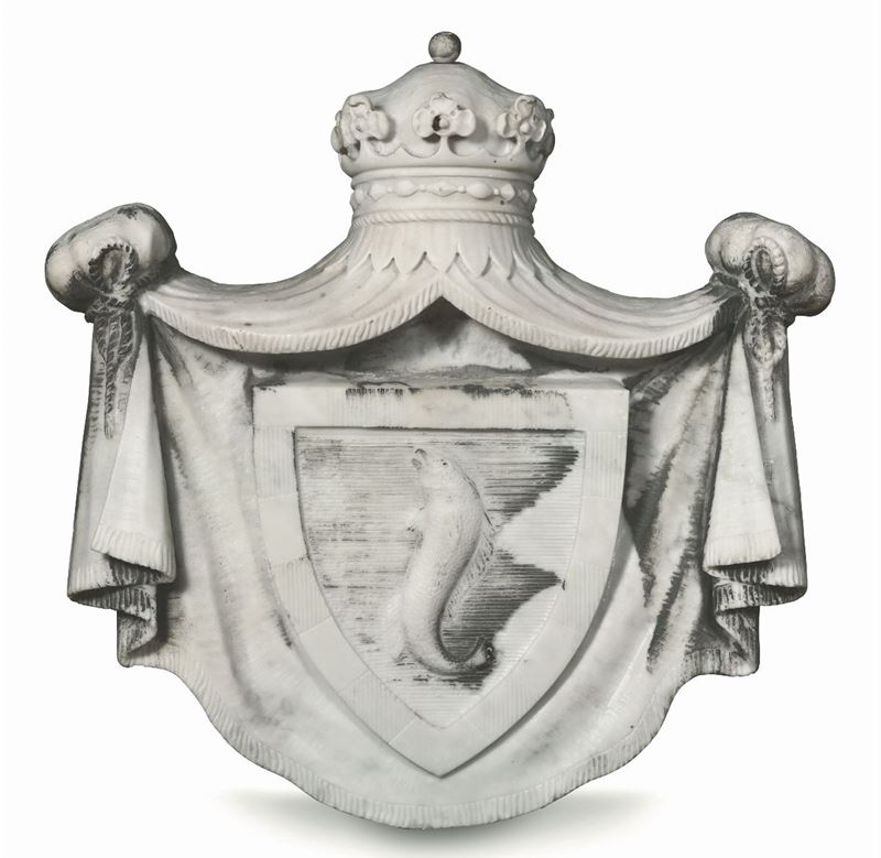 Stemma in marmo scolpito, XIX-XX secolo  - Asta Antiquariato - Cambi Casa d'Aste