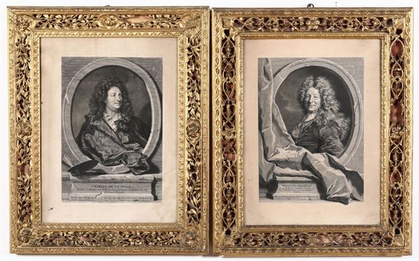 Coppia di stampe raffiguranti personaggi francesi, XIX secolo