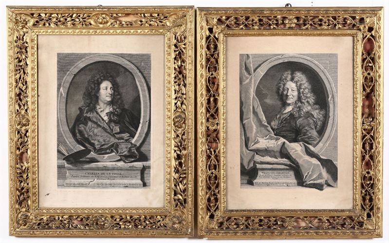 Coppia di stampe raffiguranti personaggi francesi, XIX secolo  - Auction Furnitures, Paintings and Works of Art - Cambi Casa d'Aste