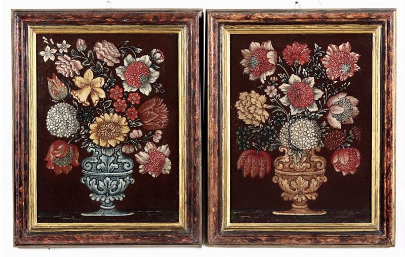 Scuola del XVII secolo Coppia di nature morte  - Auction Fine Art - Cambi Casa d'Aste