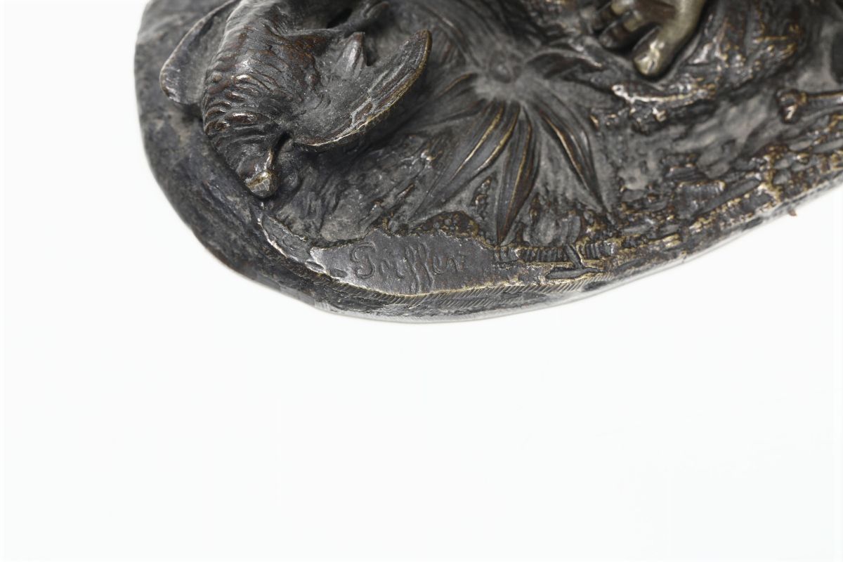 Scultura in Bronzo Raffigurante Bimbo con Cane, Inizi XX Secolo