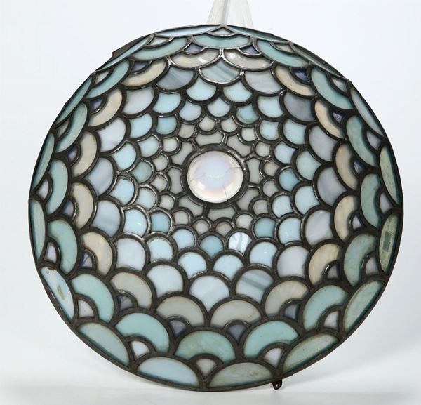 Applique in ferro e vetro colorato Art Nouveau
