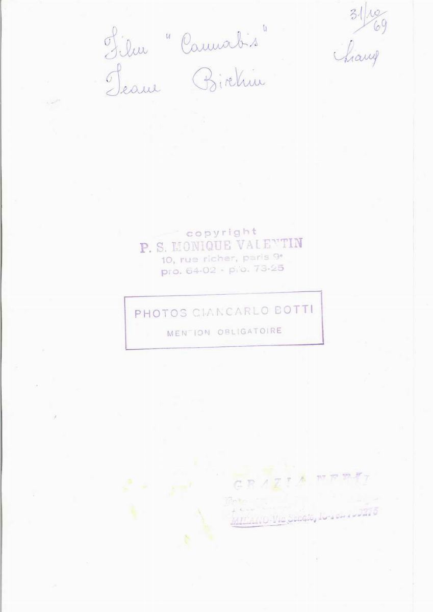 Giancarlo Bottijane Birkin, Film Cannabis, 31/10/1969