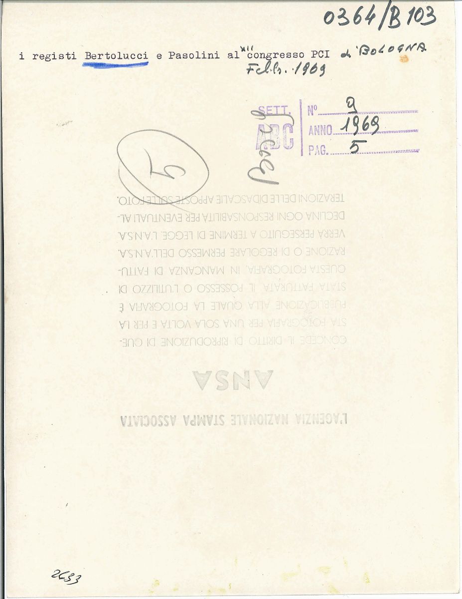 I Registi Bernardo Bertolucci e Pierpaolo Pasolini al XII Congresso Pci di Bologna, 1969