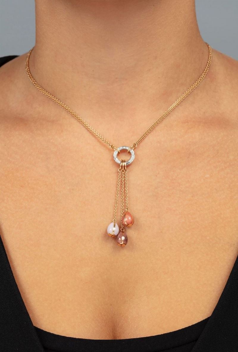 Enamel, diamond and gold necklace. Signed Fabergé  - Auction 100 designer jewels - Cambi Casa d'Aste