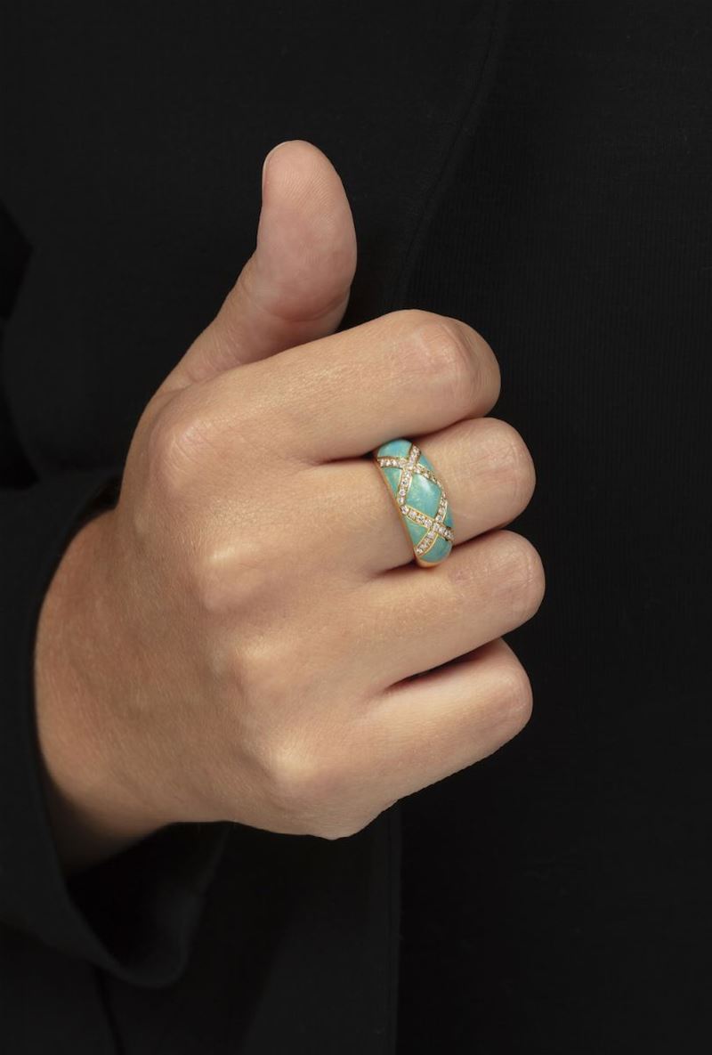 Enamel and diamond ring. Signed Fabergé  - Auction 100 designer jewels - Cambi Casa d'Aste