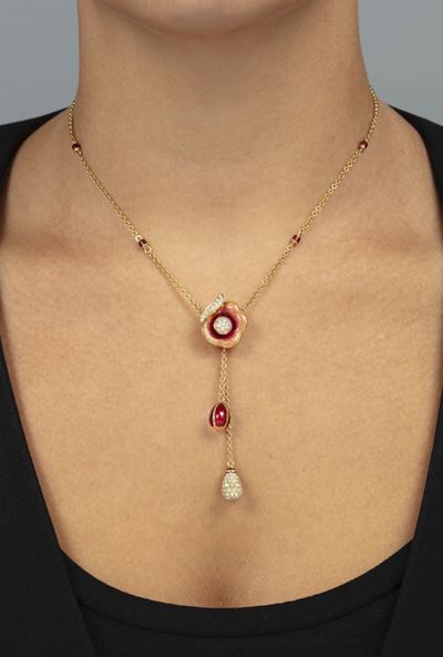 Fabergé. Girocollo con Smalti Policromi e Diamanti