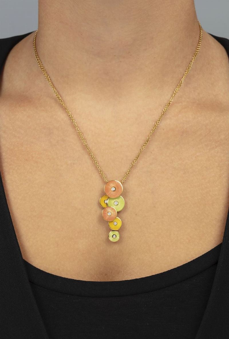 Enamel, diamond and gold necklace. Signed Fabergé  - Auction 100 designer jewels - Cambi Casa d'Aste