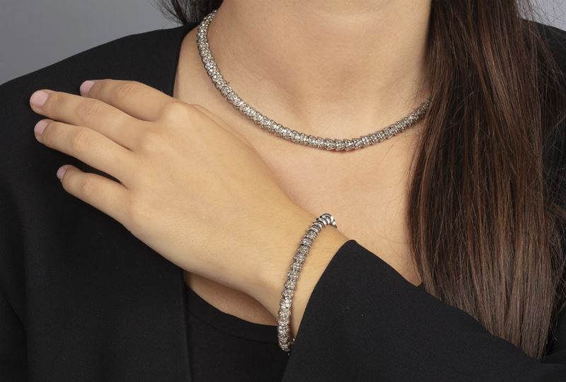 Diamond and gold demi-parure  - Auction Fine Jewels  - Cambi Casa d'Aste