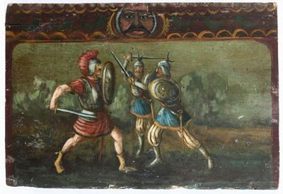 Due Pannelli di Carretto Siciliano in Legno Dipinto