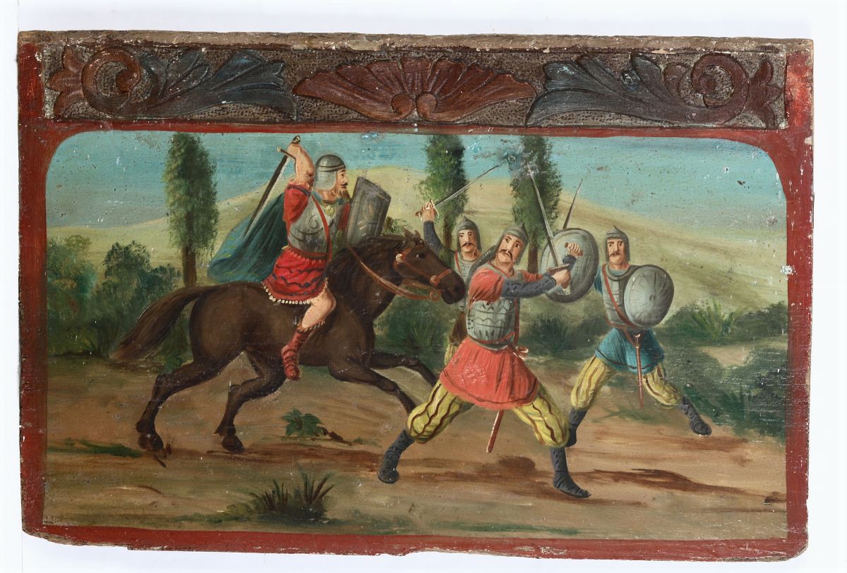 Due Pannelli di Carretto Siciliano in Legno Dipinto