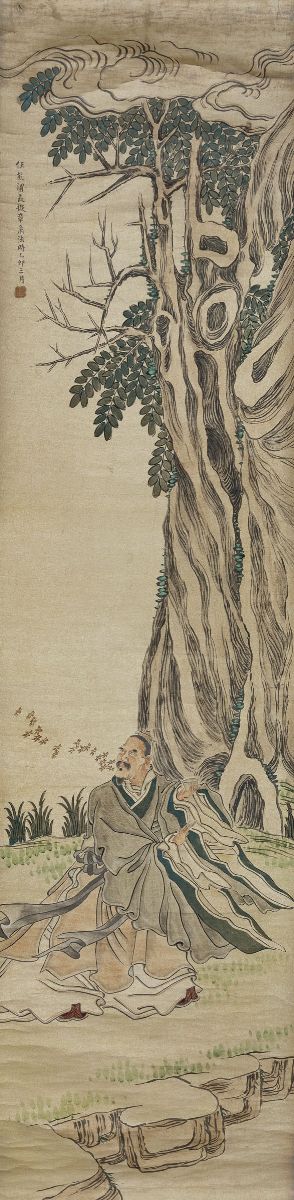 Quattro Dipinti su Carta Raffiguranti Saggi con Iscrizione, Cina, Dinastia Qing, XIX Secolo