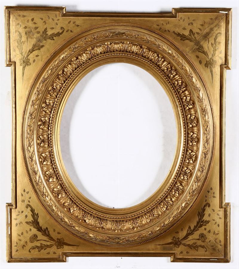 Cornice in legno intagliato e dorato, XIX secolo  - Auction Antiques III - Timed Auction - Cambi Casa d'Aste