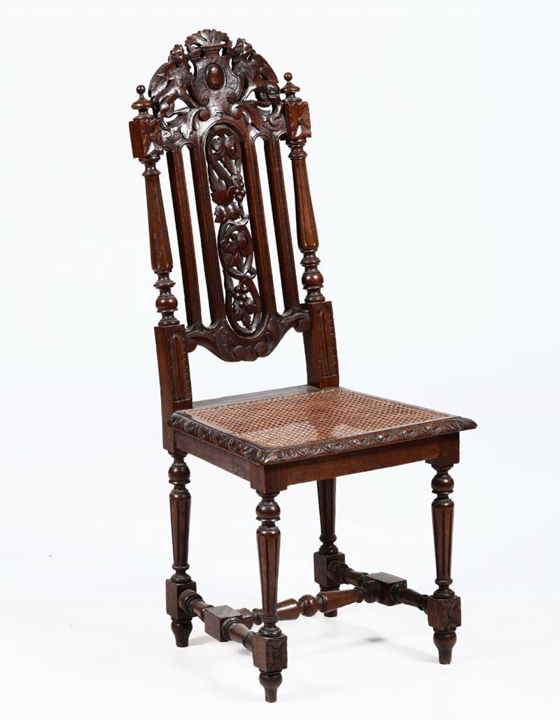 Sedia in legno patinato, tipo Queen Anne, stile  XIX secolo  - Asta Arredi, Dipinti e Oggetti d'Arte - Cambi Casa d'Aste