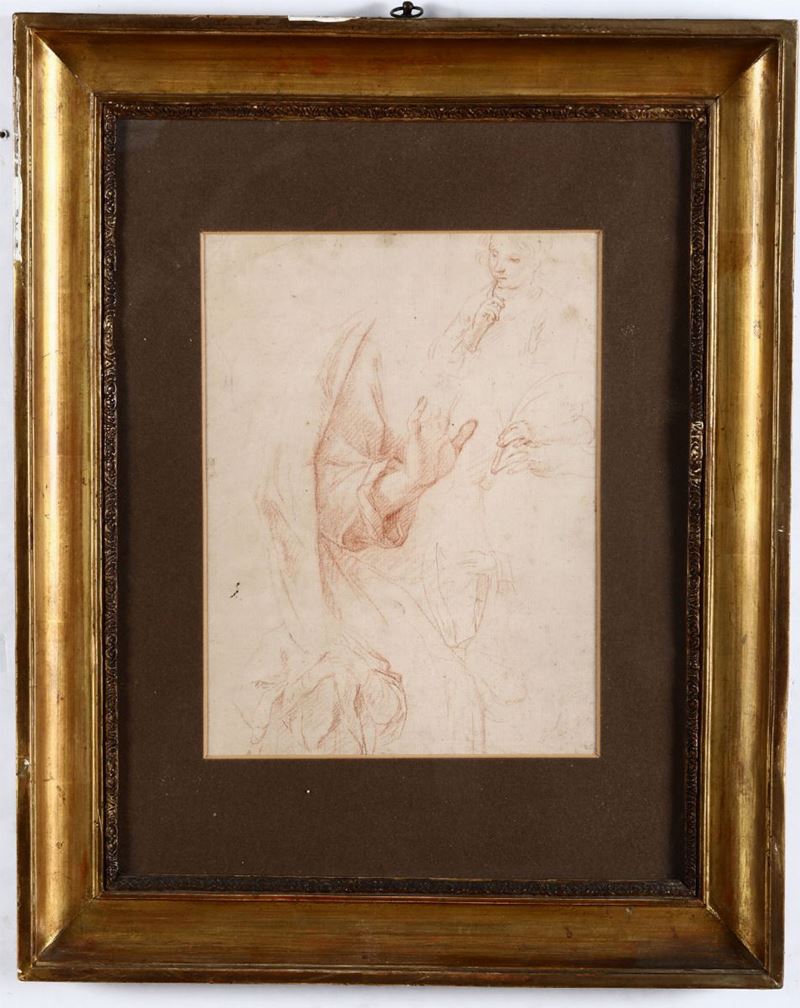 Scuola dell’Italia centrale del XVII secolo Studio di figure e mani  - Asta Antiquariato - Cambi Casa d'Aste