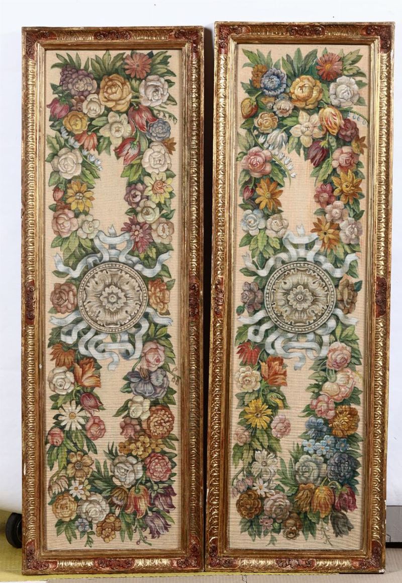 Coppia di succhi d’erba a decorazione floreale. Fine XIX secolo  - Auction Fine Art - Cambi Casa d'Aste