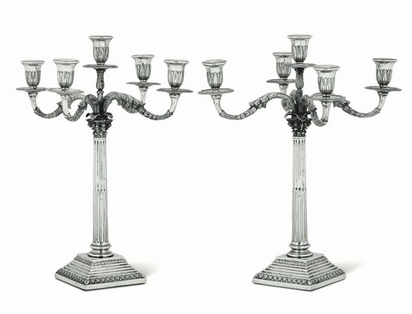Two silver candle holders, Italy, 1935/45
