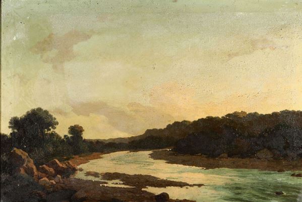 Anonimo del XIX secolo Paesaggio fluviale