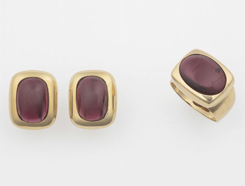Demi-parure composta da anello ed orecchini con granati  - Auction Jewels - Timed Auction - Cambi Casa d'Aste