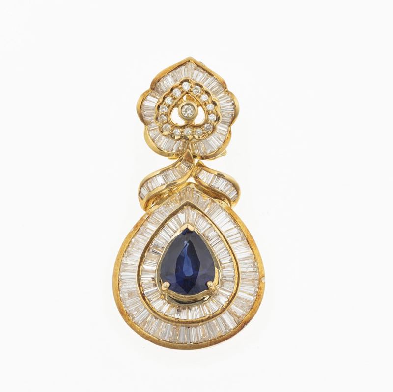 Sapphire and diamond pendant  - Auction Fine Jewels  - Cambi Casa d'Aste
