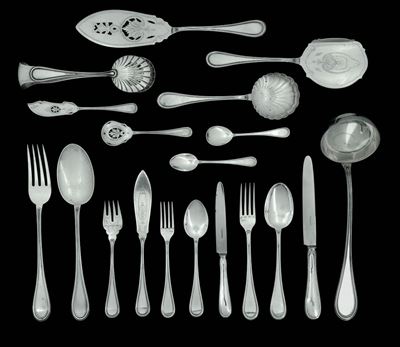 Servizio di Posate in Argento a Titolo 900 da Sei Persone. Argenteria Italiana del XX Secolo. Arg...