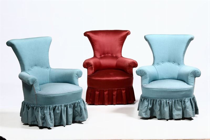 Tre poltroncine imbottite  - Auction Furniture | Cambi Time - Cambi Casa d'Aste