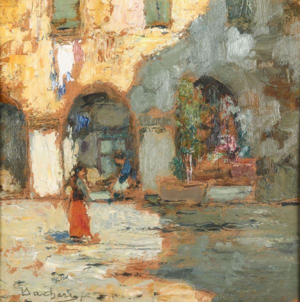 Giuseppe Sacheri (1863 - 1950) Donne sotto gli archi