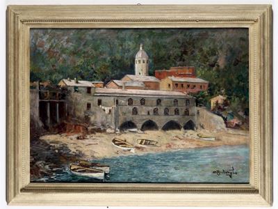 Cesare Bentivoglio (genova 1868-1952)la Baia di San Fruttuoso