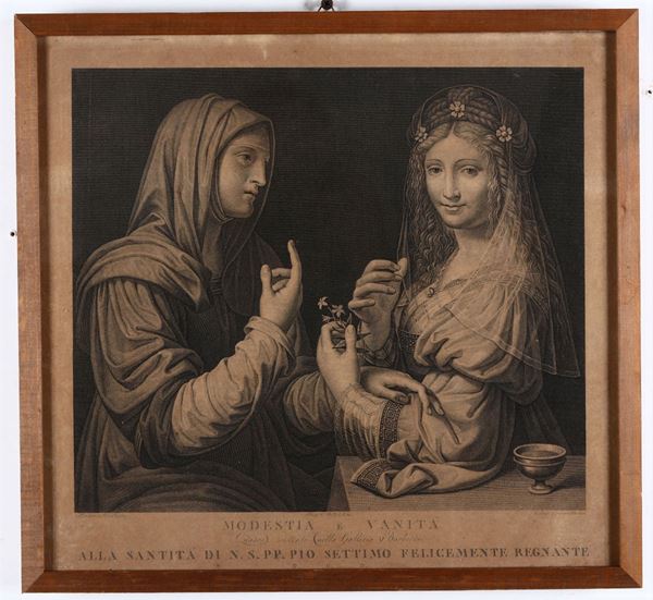 Angelo Campanella (1746 - 1811) Modestia e vanitÃ  (da Leonardo da Vinci)