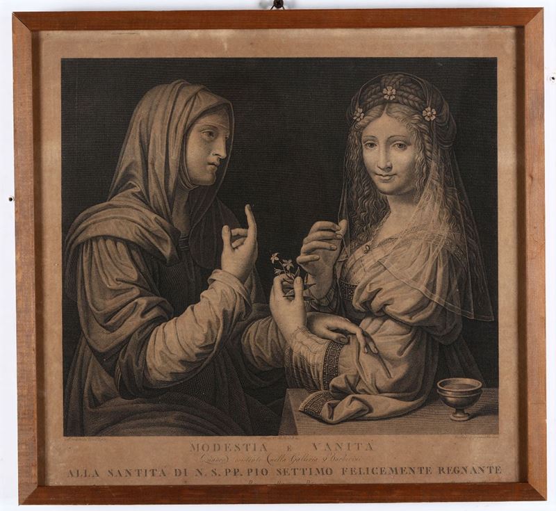 Angelo Campanella (1746 - 1811) Modestia e vanitÃ  (da Leonardo da Vinci)  - Asta Arredi, Dipinti e Oggetti d'Arte - Cambi Casa d'Aste