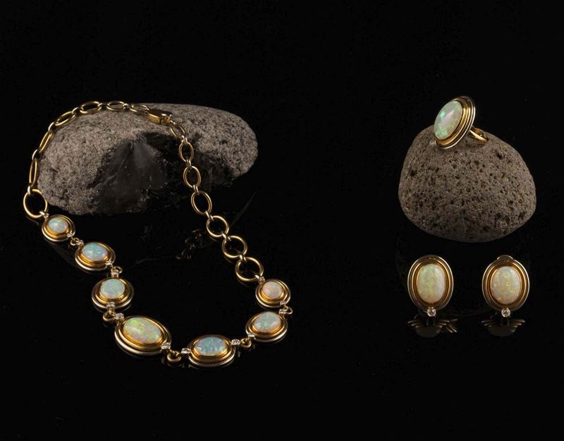 Opal and diamond parure. Signed Cusi  - Auction 100 designer jewels - Cambi Casa d'Aste