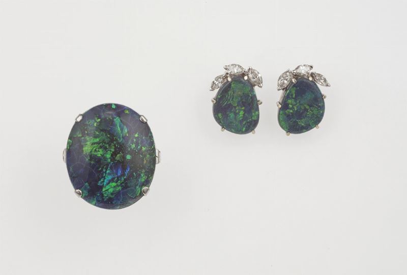 Black opal and diamond demi-parure  - Auction Fine Jewels  - Cambi Casa d'Aste