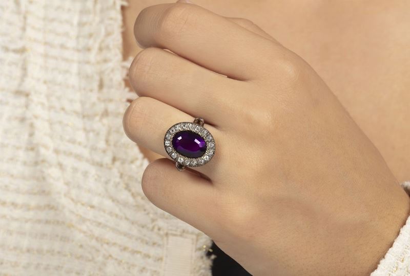 Amethyst and diamond cluster ring  - Auction Fine Jewels  - Cambi Casa d'Aste