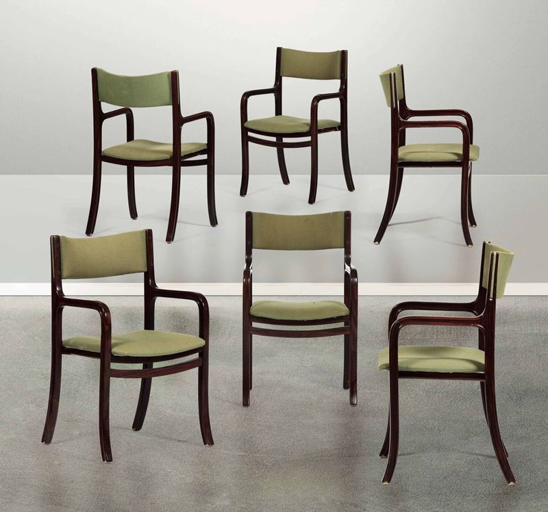 Six chairs, Italy, 1950s  - Auction Design - Cambi Casa d'Aste