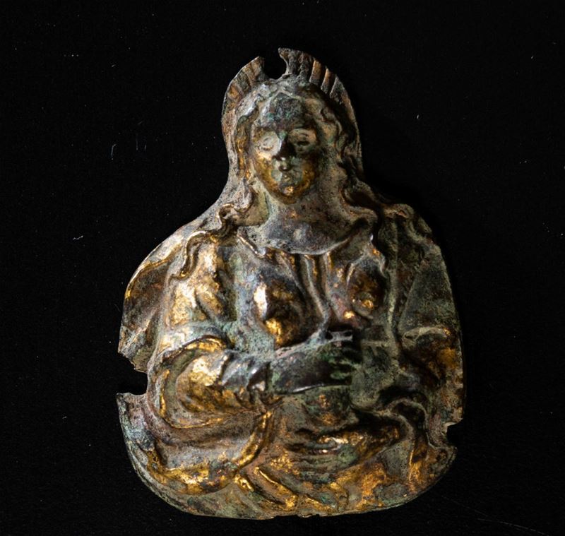 Placchetta in bronzo raffigurante Madonna con Bambino, XV-XVI secolo  - Auction Antiques III - Timed Auction - Cambi Casa d'Aste