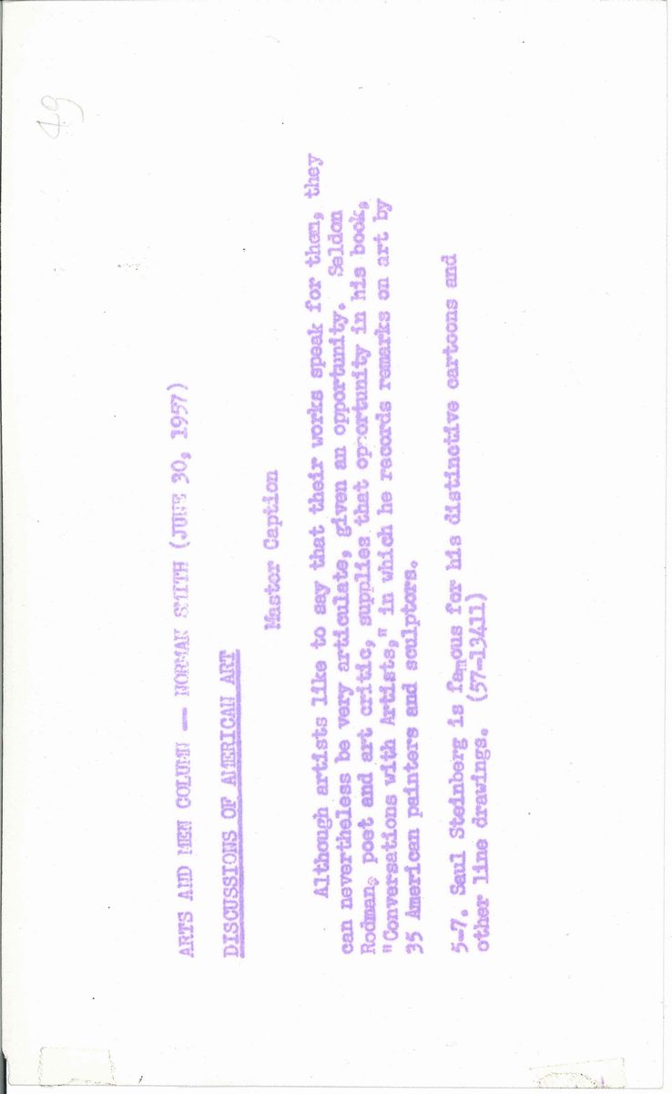 Arts And Men Column - Norman Smithnorman Smith, June 30, 1957. Discussion Of American Art. nella ...