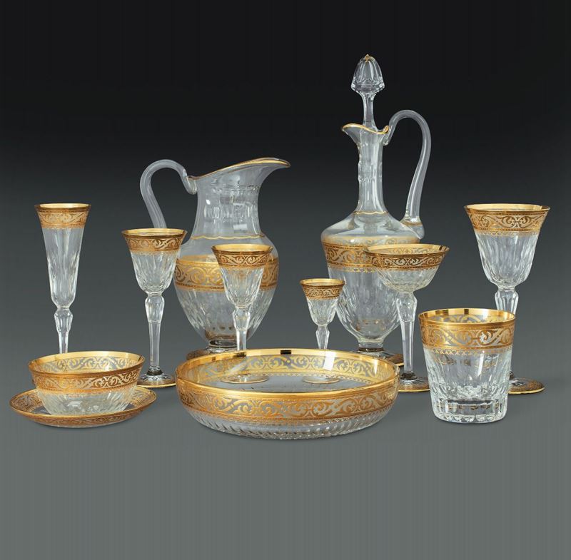 Servizio di bicchieri “Star Gold” Francia, Manifattura Saint Louis, metà del XX secolo  - Asta L'Art de la Table - Cambi Casa d'Aste