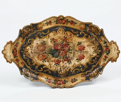 Vassoietto Dipinto a Motivi Floreali, XIX Secolo