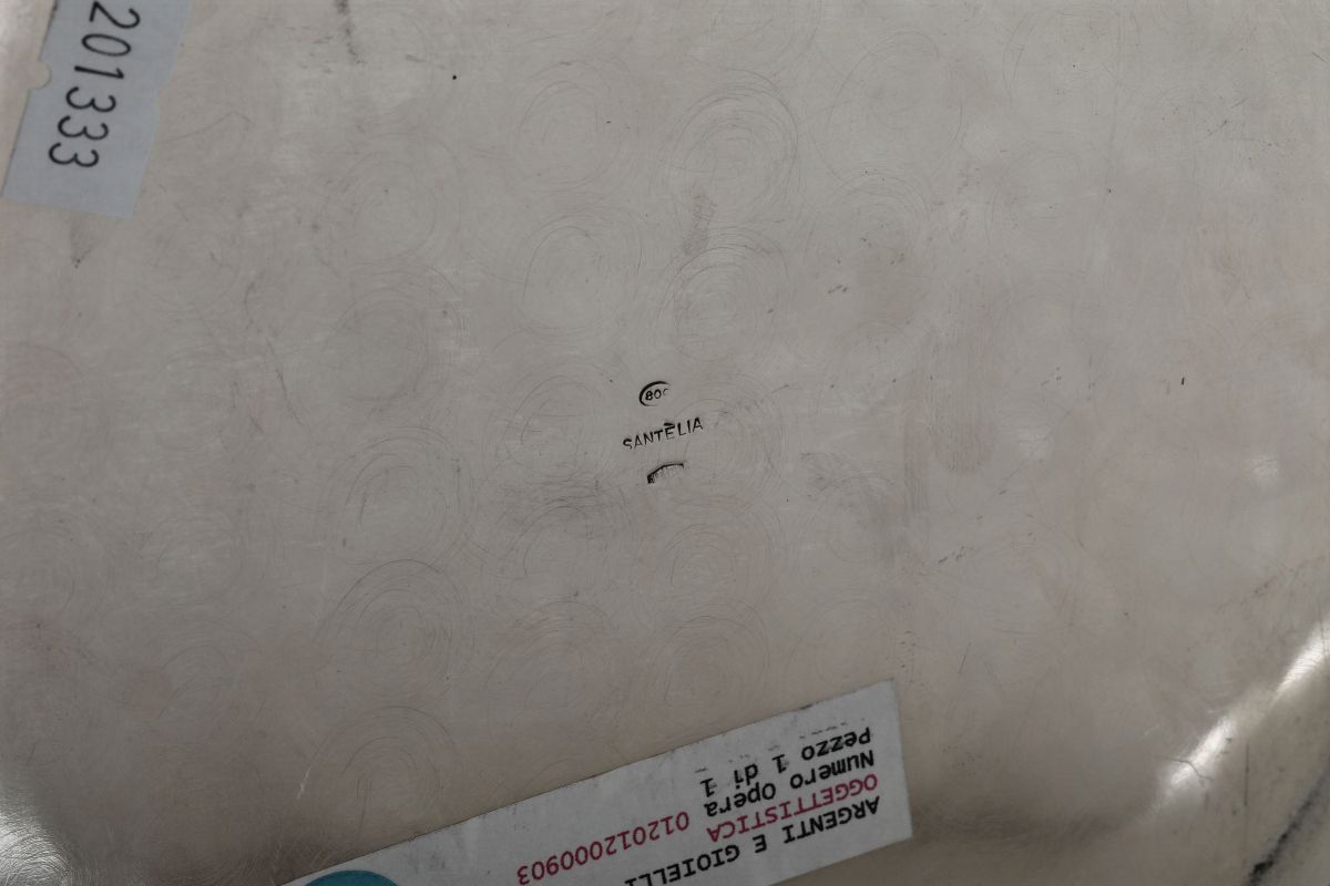 Centrotavola Circolare in Argento con Fenicotteri. Firmato Sant'elia